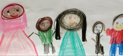 Drawing of little kids by a small child.