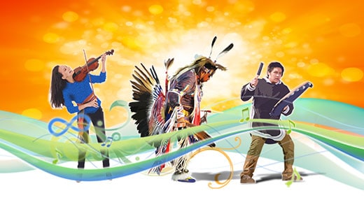 National Indigenous History Month banner - three musicians