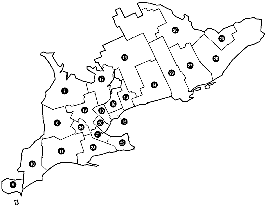 Southern Ontario English Language School Boards map