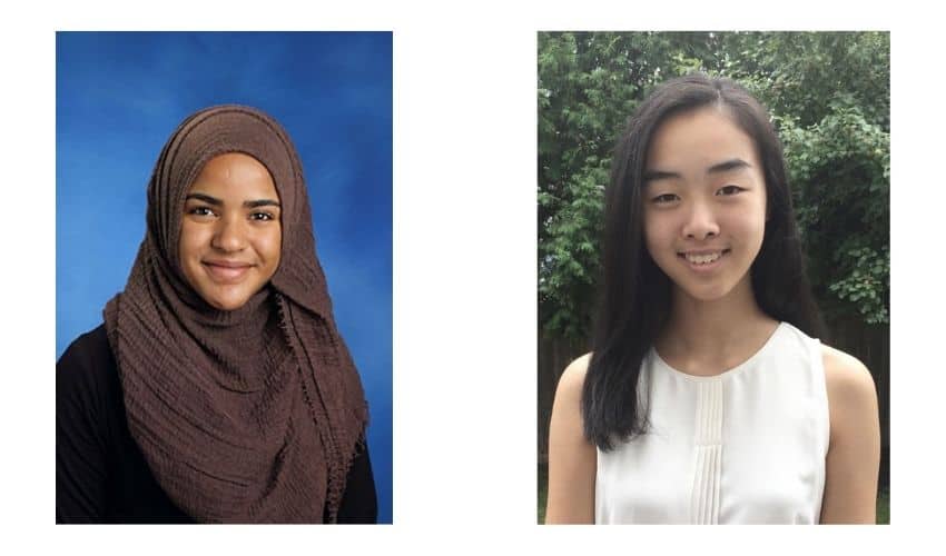 Scholarship winners Fridaus Shallo and Joy Liu