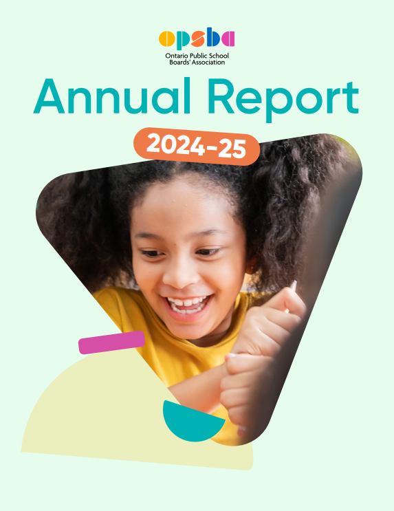 An image of the 2024-25 Annual Report cover, showing an elementary school student smiling in class.